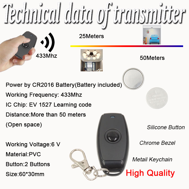 433mhz DC 3.6V 6V 12V 24V 1CH  - Smart Home Remote 评论和价格