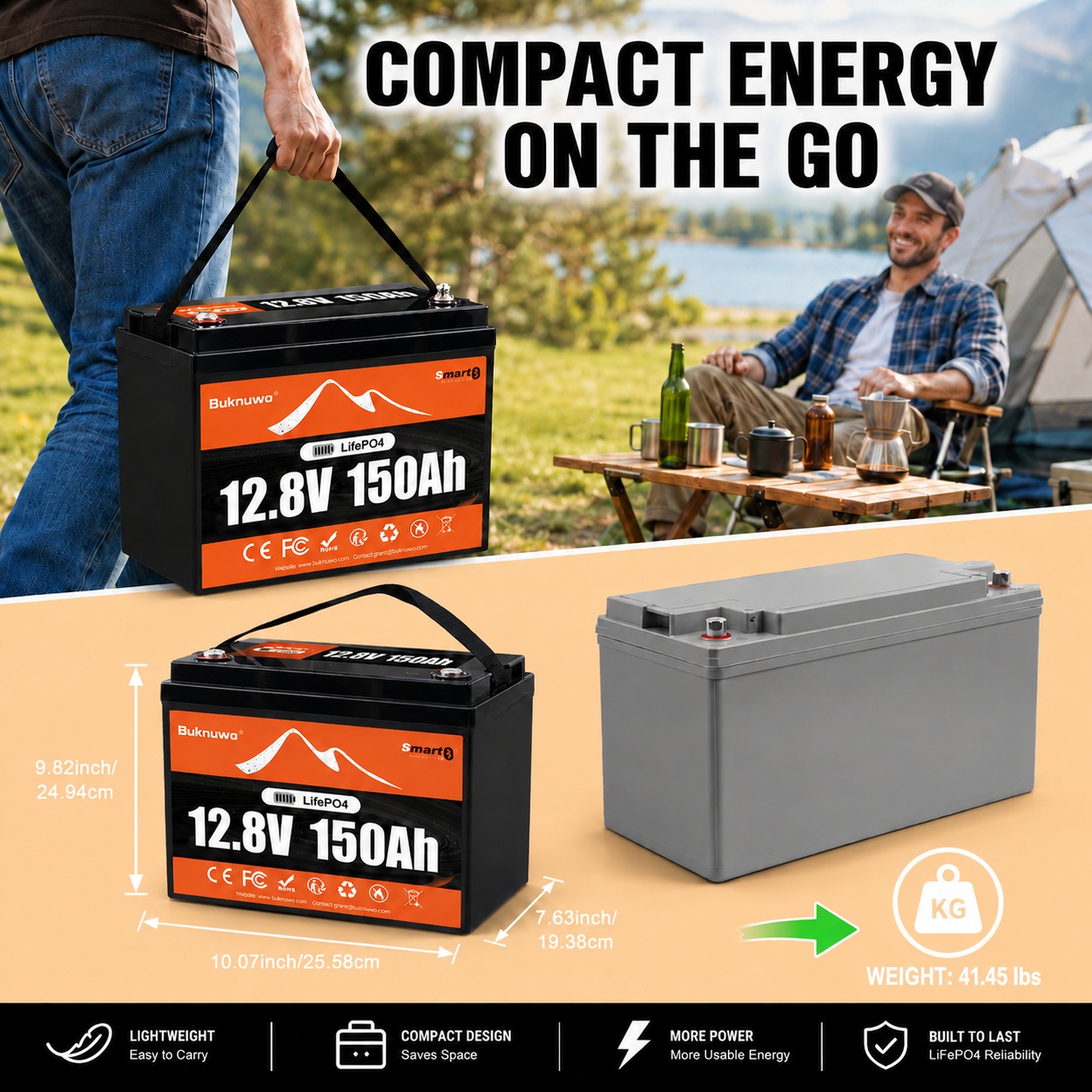 Buknuwo Smart 12V/12.8V 150Ah  - Smart Home Outdoor 评论和价格