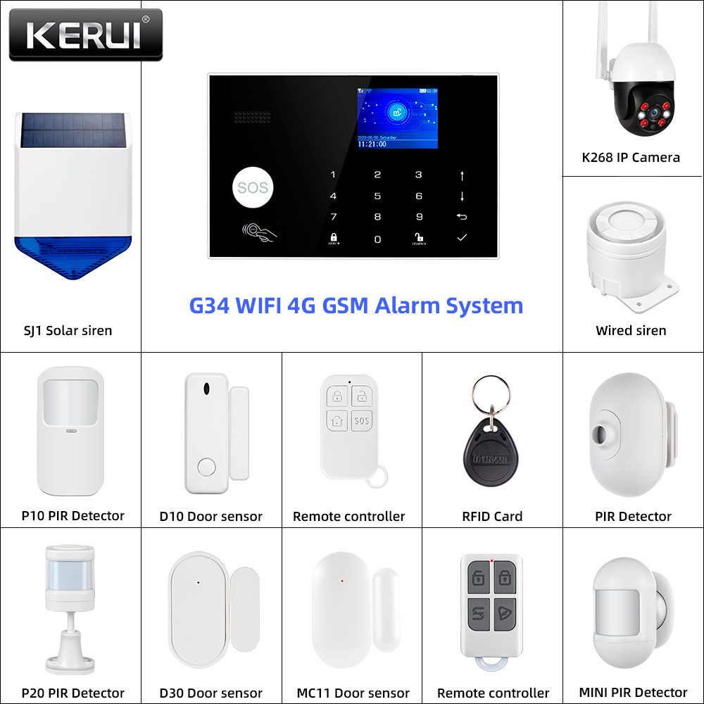 KERUI G34 4G WIFI Alarm System - Smart Home Keyboard 评论和价格